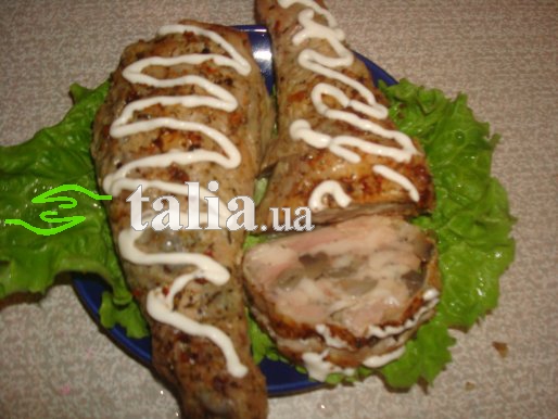 Рецепт. Окорочка фаршированные шампиньонами в духовке Рецепт. Окорочка фаршированные шампиньонами в духовке