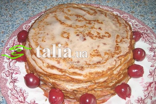 Рецепт. Сладкие блинчики с вишней