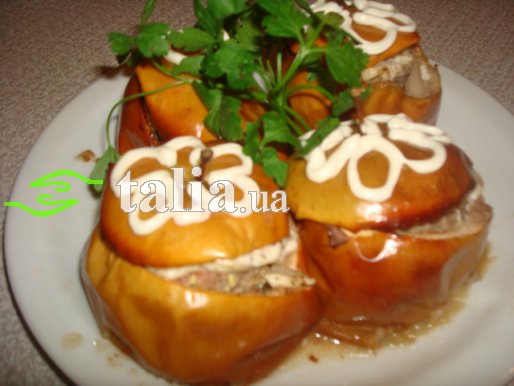 Рецепт. Запеченные яблоки с мясным фаршем
