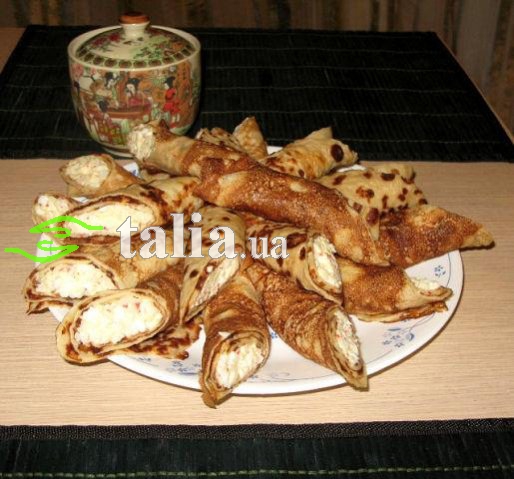 Рецепт. Блины с начинкой из крабовых палочек