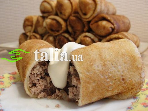 Рецепт. Блины с мясом Рецепт. Блины с мясом