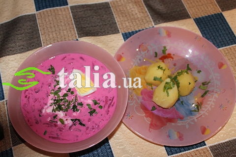 Рецепт. Холодный борщ с сушеными грибами