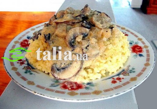 Рецепт. Пшенная каша с грибами со сметаной