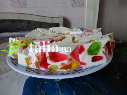 Рецепт. Молочное желе ''Цветная мозаика''