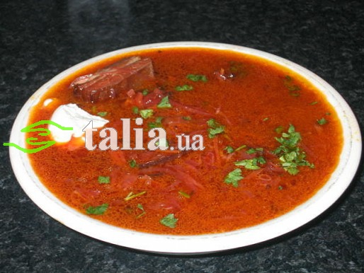 Рецепт. Борщ украинский с копчёными рёбрышками