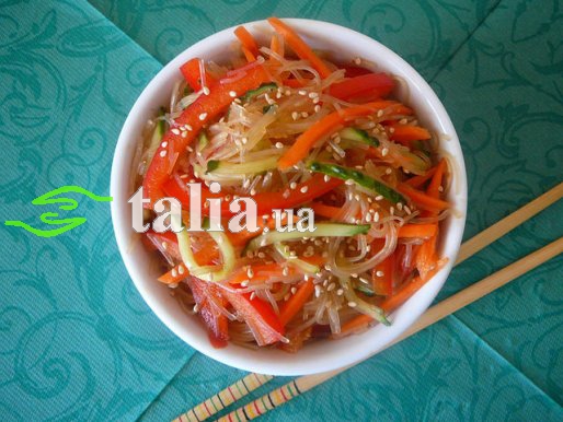 Рецепт. Рисовая лапша (фунчоза) с овощами