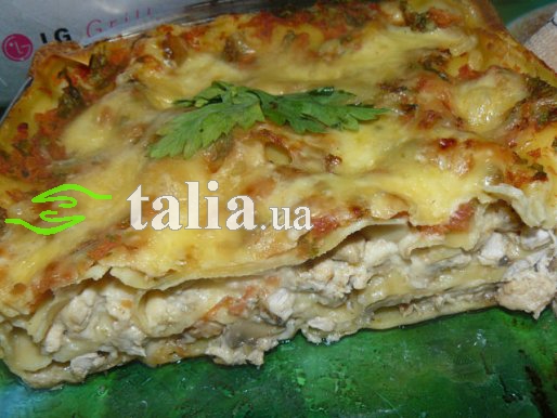Рецепт. Лазанья с курицей и грибами Рецепт. Лазанья с курицей и грибами