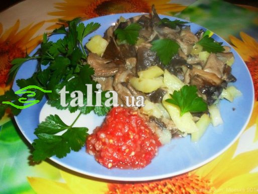 Рецепт. Картофель с грибами и зеленью