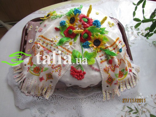 Рецепт. Торт ''Вишиванка'' с мастикой Рецепт. Торт ''Вишиванка'' с мастикой